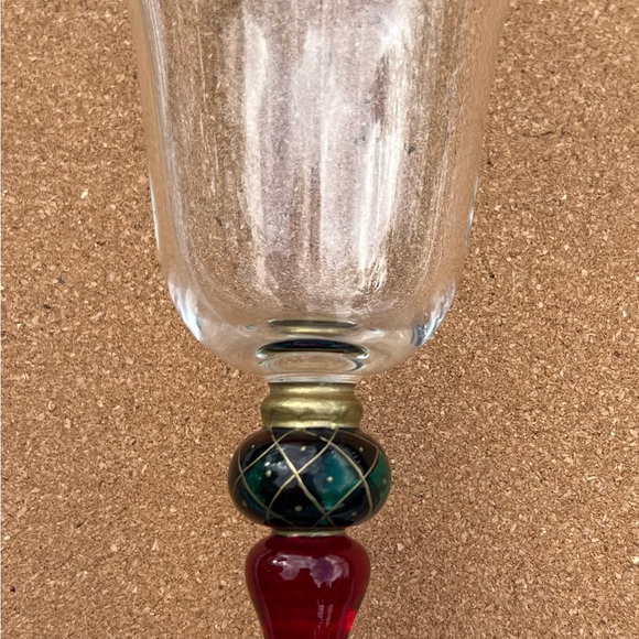 Vintage Pier 1 Imports Wine Glass Water Goblet Stemmed Hand Painted Qty 4 - Picture 5 of 7